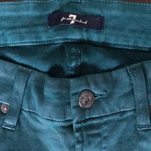 7 For All Mankind Waxed Canvas Jeans. Green. Sz 28 - Picture 6 of 7